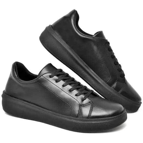 Tenis Masculino Casual Confortavel Sapatenis Couro Social Sola Alta Mocassim Presente Dia Pais
