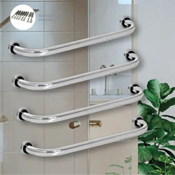 Kit 4 Barras de apoio e segurança com 40 Cm em aluminio