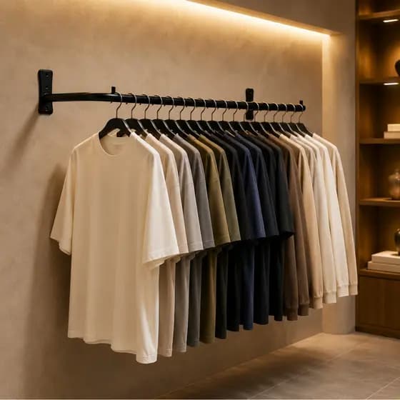 Arara De Roupas Parede 1 Metro Suporte Roupas Cabideiro Industrial Preto - Closet Quarto Lavanderia