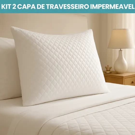 Kit 2 Protetor Impermeável Travesseiro Antialergico Com Zíper Proteção Conforto