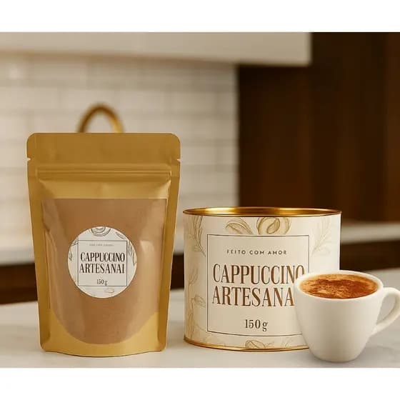 Cappuccino Cremoso Artesanal 150gr na Lata + Refil de 120g GRÁTIS - total de 270gr Qualidade TOP