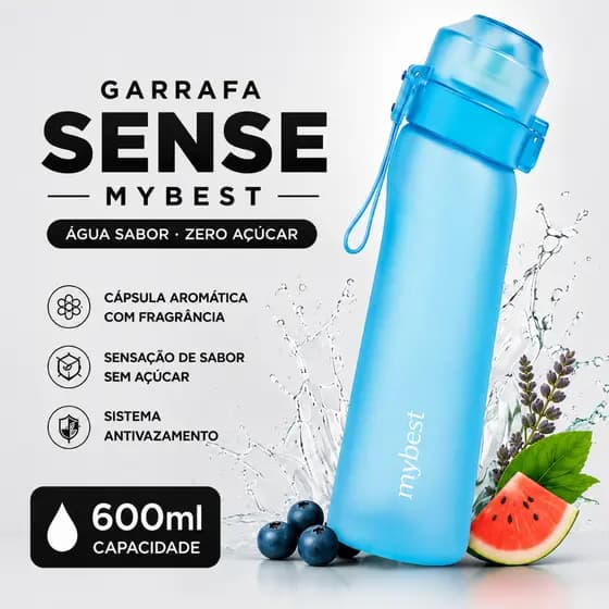 Garrafa sensorial 600ml MyBest para Agua Saborizada Capsula Aroma Azul