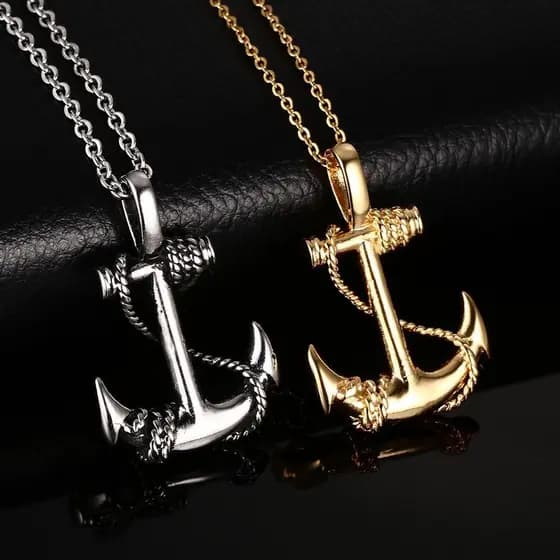 Colar Com Pingente De Âncora Pirata De Aço Inoxidável Masculino Joias Náuticas Góticas Para Uso Diário