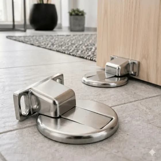 1/2/3/4PCS Prendedor Trava de Porta Magnético Slim Inox Cromado Adesivo