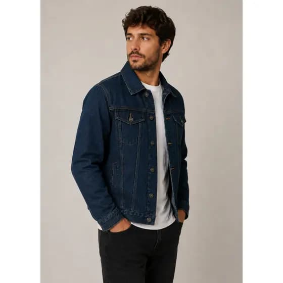 Jaqueta Jeans Masculina Slim Casual Básica Confortável Moderna Algodão