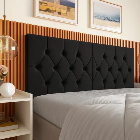 Cabeceira Casal Capitonê Estofada 1,40m Luxo Moderna Painel Para Cama Várias Cores