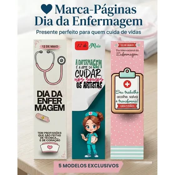 Presente Dia da Enfermagem Lembrancinha Enfermeira Técnica Enfermagem Marca Página Profissional Saúde