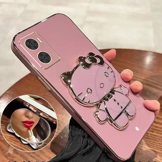 Capinha Capa Motorola Moto E22 E32 E22i E13 Com Espelho De Maquiagem KT Cat Suporte De Telefone