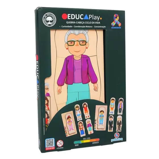 Quebra Cabeça de Madeira 5 em 1 Educaplay Ciclo da Vida