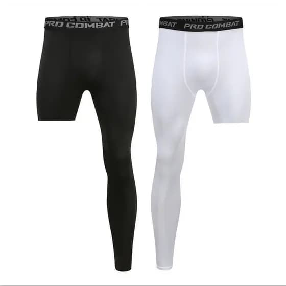 LUC Homens Camada Base Exercício Calças De Compressão Corrida Apertadas Esporte Cortado Uma Perna Leggings Basquetebol Calça De Yoga Fitness