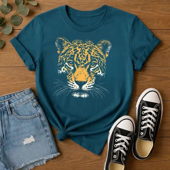 Camiseta Feminina Estampa de Onça | Algodão Confortável | Tendência Animal Print