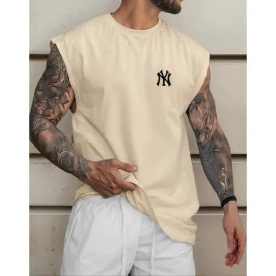 Camiseta Regata Oversized Machão Nova York Estilosa Academia Treino P ao G1