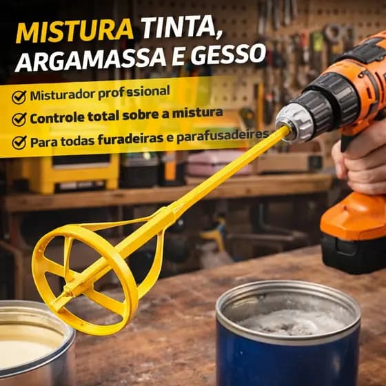 Batedor Misturador De Tinta Argamassa Gesso Para Furadeira Parafusadeiras