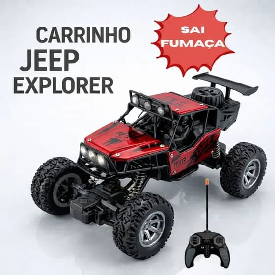 Carro Carrinho de Controle Remoto Solta Fumaça Monster Truck com Pneus Off Road 4x4