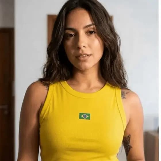 Blusa Regata Feminina Do Brasil Camisa Canelada Da COPA 2026 Bandeira Do Brasil Envio Rapido