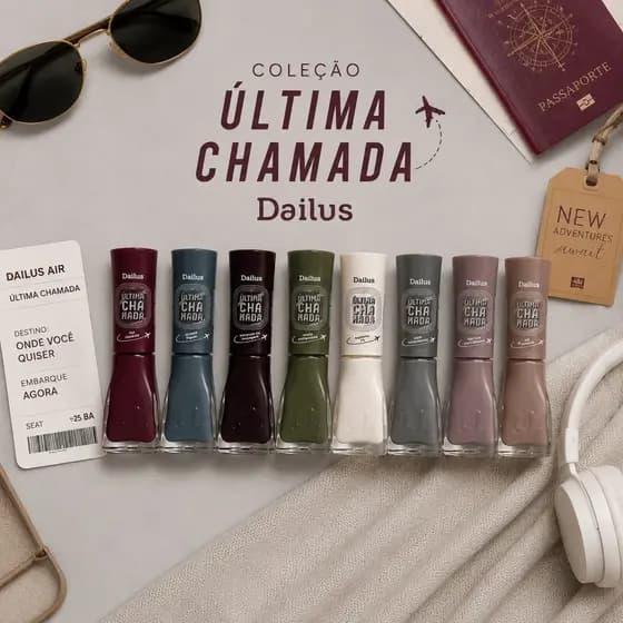 Dailus Kit 8 Esmaltes Coleção Ultima Chamada Lançamento Alta Cobertura Longa Duração Manicure Pedicure Original