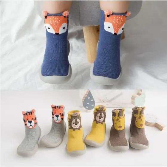 Sapato Infantil Antiderrapante/Raposa/Tigre Grosso/Meia Até O Chão Para Bebê/Animal Style Tz05