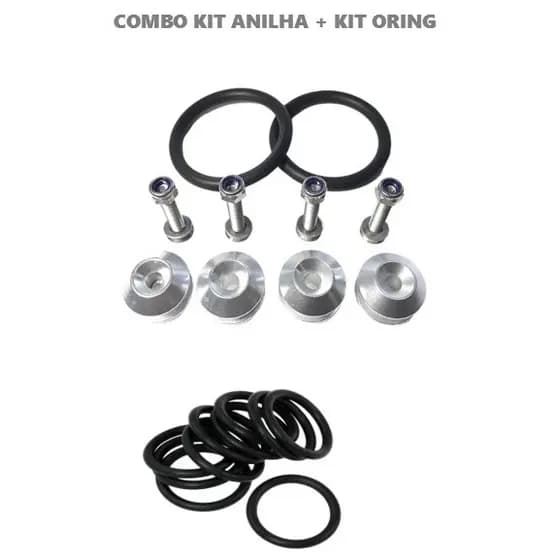 Combo Kit Anilha Prata Trava Parachoque Quick Release + 10 Anéis O'ring