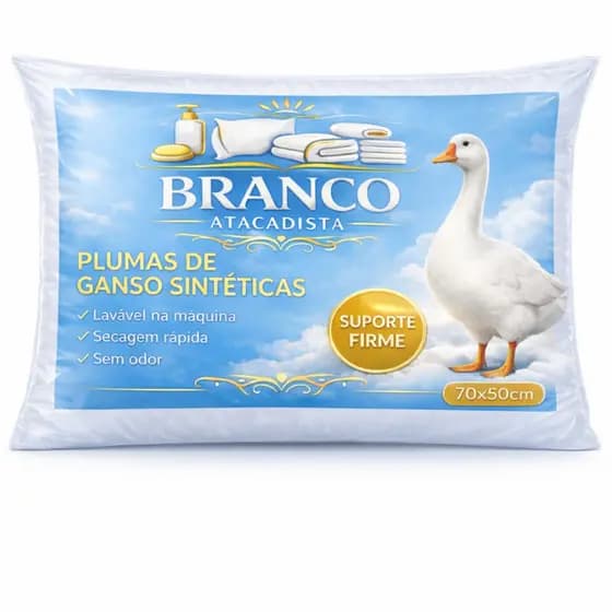 Travesseiro 100% Pluma Toque Suave Luxo Antiácaro Antialérgico