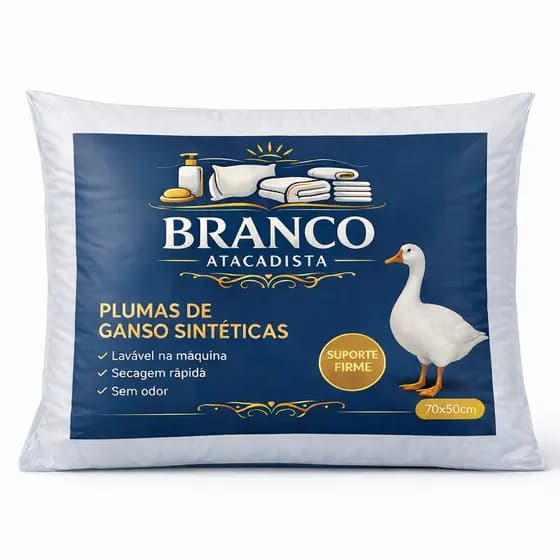 Travesseiro Pluma de Ganso Antialérgico Luxo Toque Macio