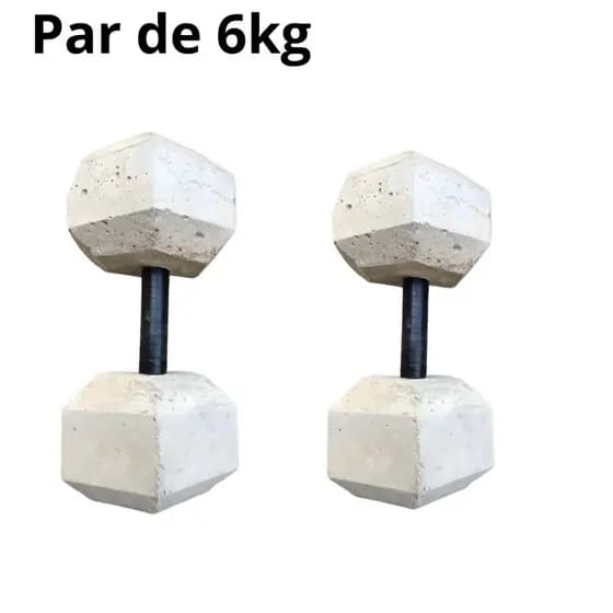Par de Halter de 6kg - Halter sextavado de cimento sem acabamento Treino em casa - Halter de 6kg