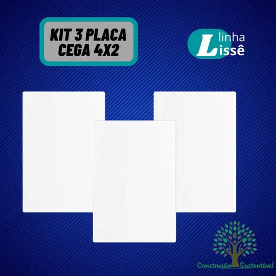 Kit 3 un Placa Cega 4x2 Linha Lisse Apoio Branco