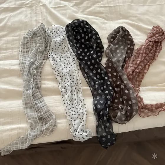 Lenço de Seda com Estampa de Bolinhas Marrom - Acessório Versátil 2025, Bandana, Cachecol Longo, Laço de Cabelo