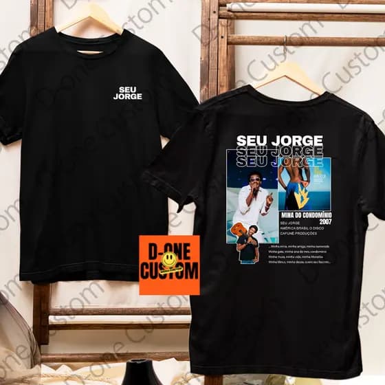 Camisa Camiseta Seu Jorge Ator e Cantor Mina Do Condomínio 2007 Álbum Estampado Colorido Fãs Show