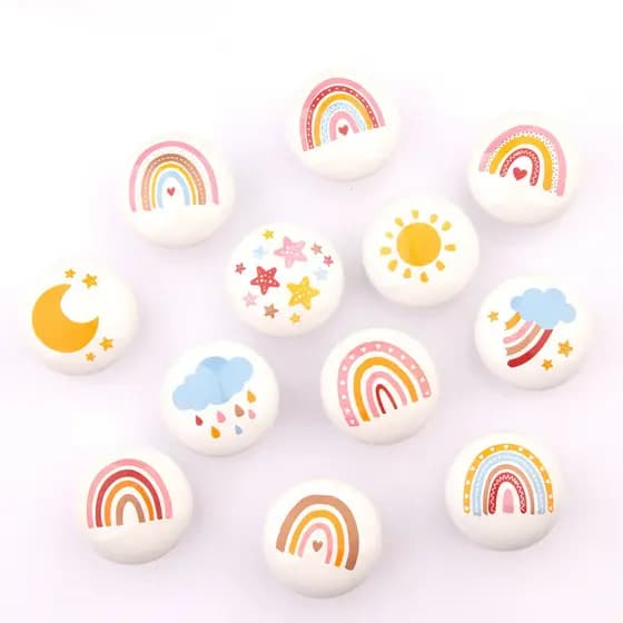Desenhos animados Padrão Gabinete Knob Cerâmica Bonito Gaveta Handle Eco-Friendly Kindergarten Handle
