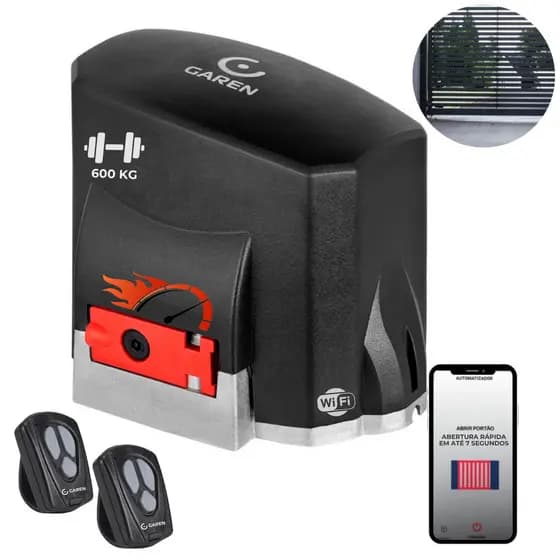 Motor de Portão Wi-fi 127V Garen KDZ Fit Connect 1/3 Base Alumínio até 600kg com ou sem cremalheiras