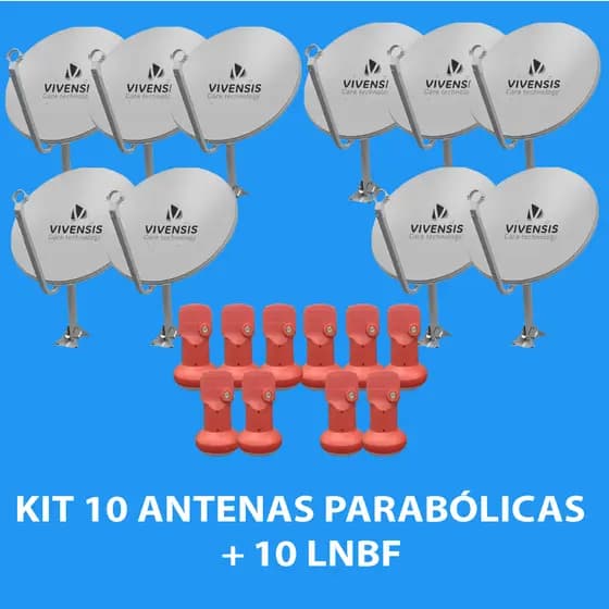 Kit 10 antenas parabólicas digitais 60cm Vivensis com ou sem LNBF simples