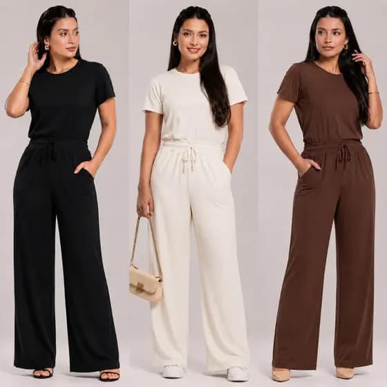 Conjunto Feminino Calça Pantalona + Blusa Feminina Verão