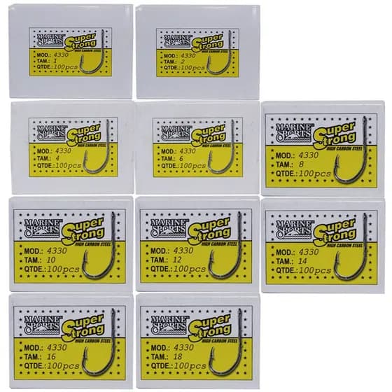 Kit Anzol Marine Sports Super Strong 4330 Nº 1 Ao 18 com 1.000 unidades