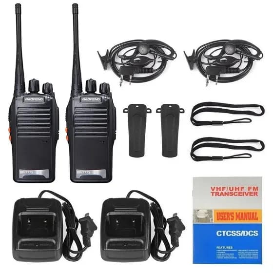 Kit 2 Rádios Comunicador Baofeng Longo Alcance 12km Com 16 Canais BF 777S Profissional Recarregável Rádio Segurança