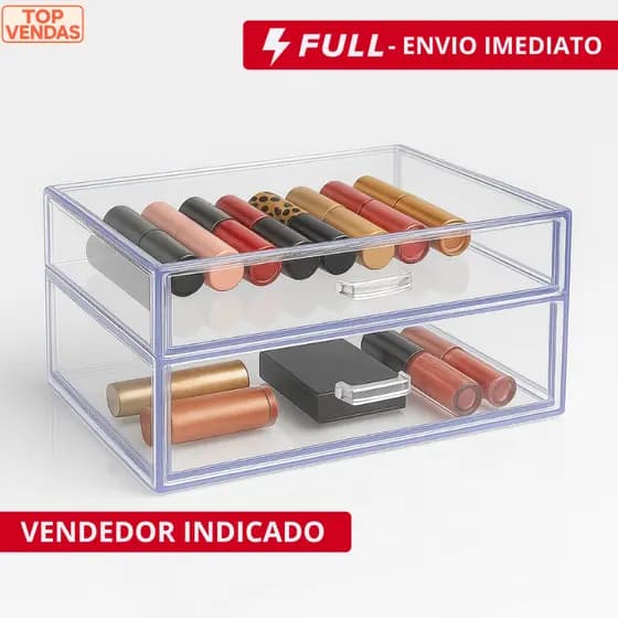 Organizador de Maquiagem Acrílico Porta Algodão Gaveta Organizadora Para Cosméticos