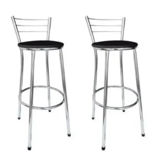 Kit 2 Banco Banqueta Alta Cromada C/ Encosto Gourmet