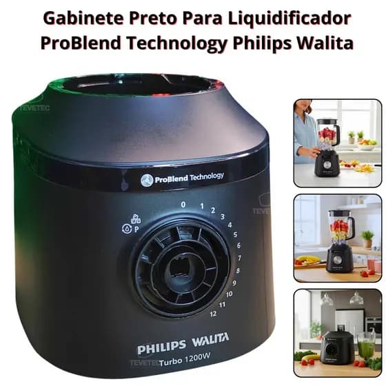 Gabinete Preto Original Liquidificador Philips Walita HR2270 HR2271 HR2272