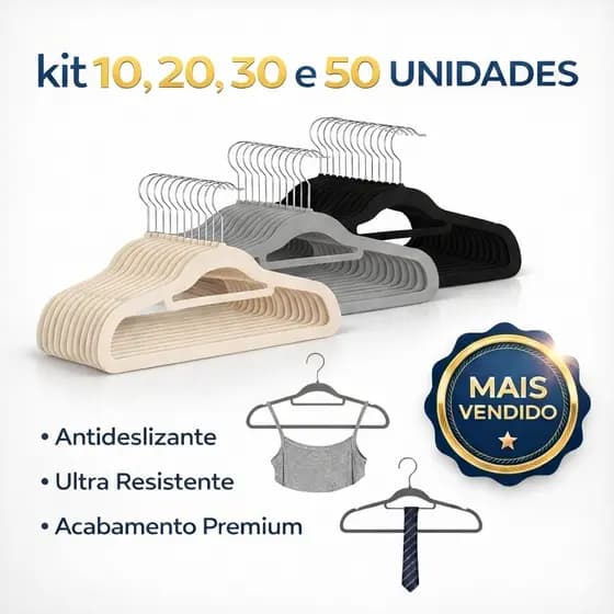 Vittak Cabide de Veludo Slim Adulto Antideslizante e Resistente – Organizador | 10, 20, 30 ou 50 Unidades
