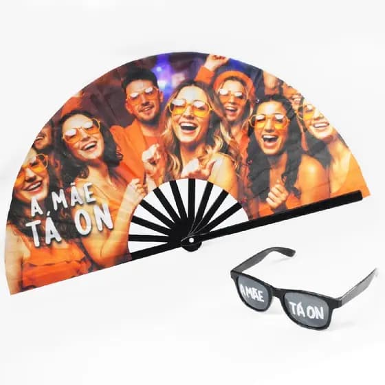 Kit 1 Leque A Mãe Tá On +1 Óculos De Festa Para Carnaval Rav