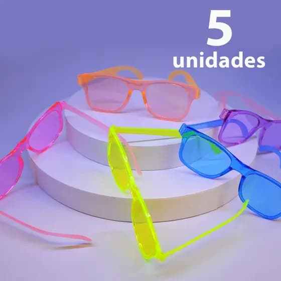 Kit 5 Óculos Festa Cristal Colorido Carnaval Fantasia Brilho Balada Atacado Promo
