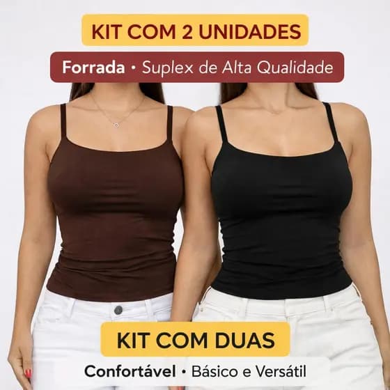 Regata Cropped Alcinha Feminina Suplex Com Forro Slim Fit Moda Básica Tendência