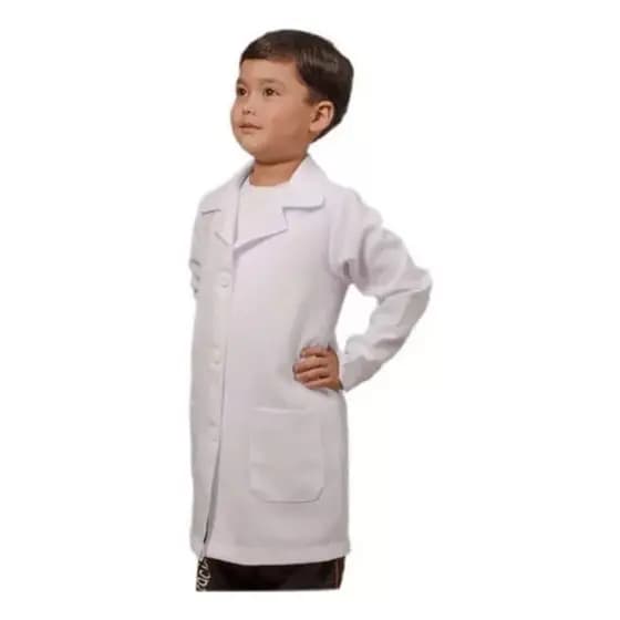 Jaleco Infantil Em Oxford Branco Mangas longas Unissex