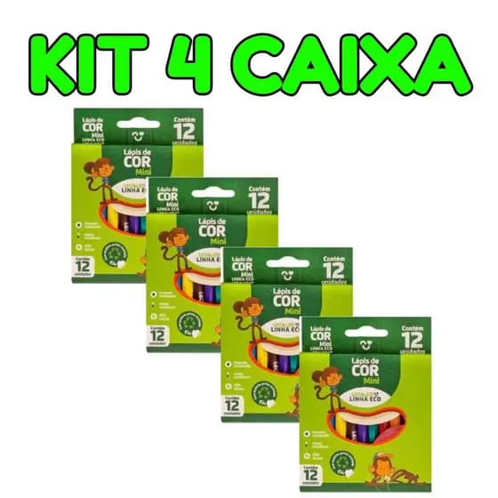 LAPIS DE COR 4 CAIXAS LAPIS DE MINI 12 CORES LEO&LEO