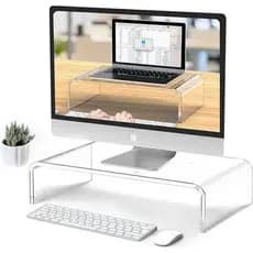 Suporte base monitor acrílico mesa setup home office Pc game