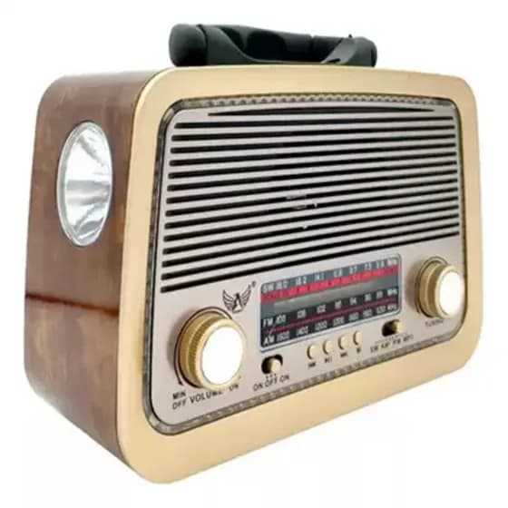 Rádio Portátil Retrô Am Fm A Pilha Energia Usb Recarregável 3199