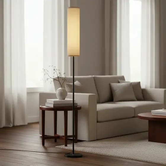Luminária Chão 1,74m Piso Arco Lustre Metal Para Sala Quarto Escritório bege (0020)