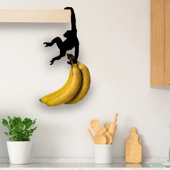 Pensativo Chimpanzé Gancho Macaco Banana Equilíbrio Gancho Cozinha Gancho Mágico Chaveiro Gorila Carteira Gancho Da Parede Da Cozinha Gancho De Metal