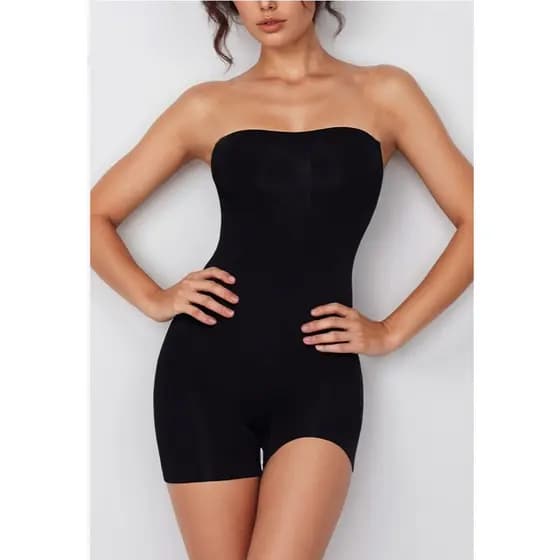 Body Macaquinho Feminino Modelador Tomara que Caia S/Bojo cinta bermuda empina bumbum