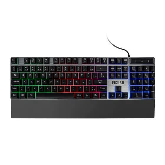 Teclado Gamer Pichau Venus E1, Rainbow, ABNT2, Preto, PCH-VNSE-RBW01