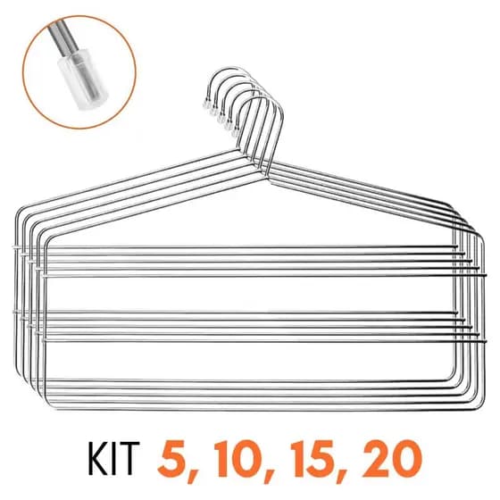 Cabides Calça Triplo Aço Cromado Metal Calceiro Adulto Cabide Criança Resistente Promoção